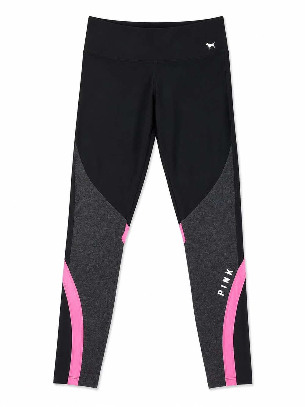 PINK Victoria's Secret Black, Charcoal & Pink Colorblock Leggings